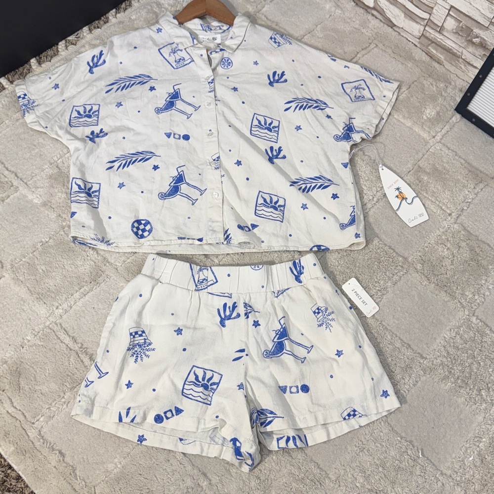 CALI 1850 Printed Linen Shirt & Short Set - Picture 5 of 16